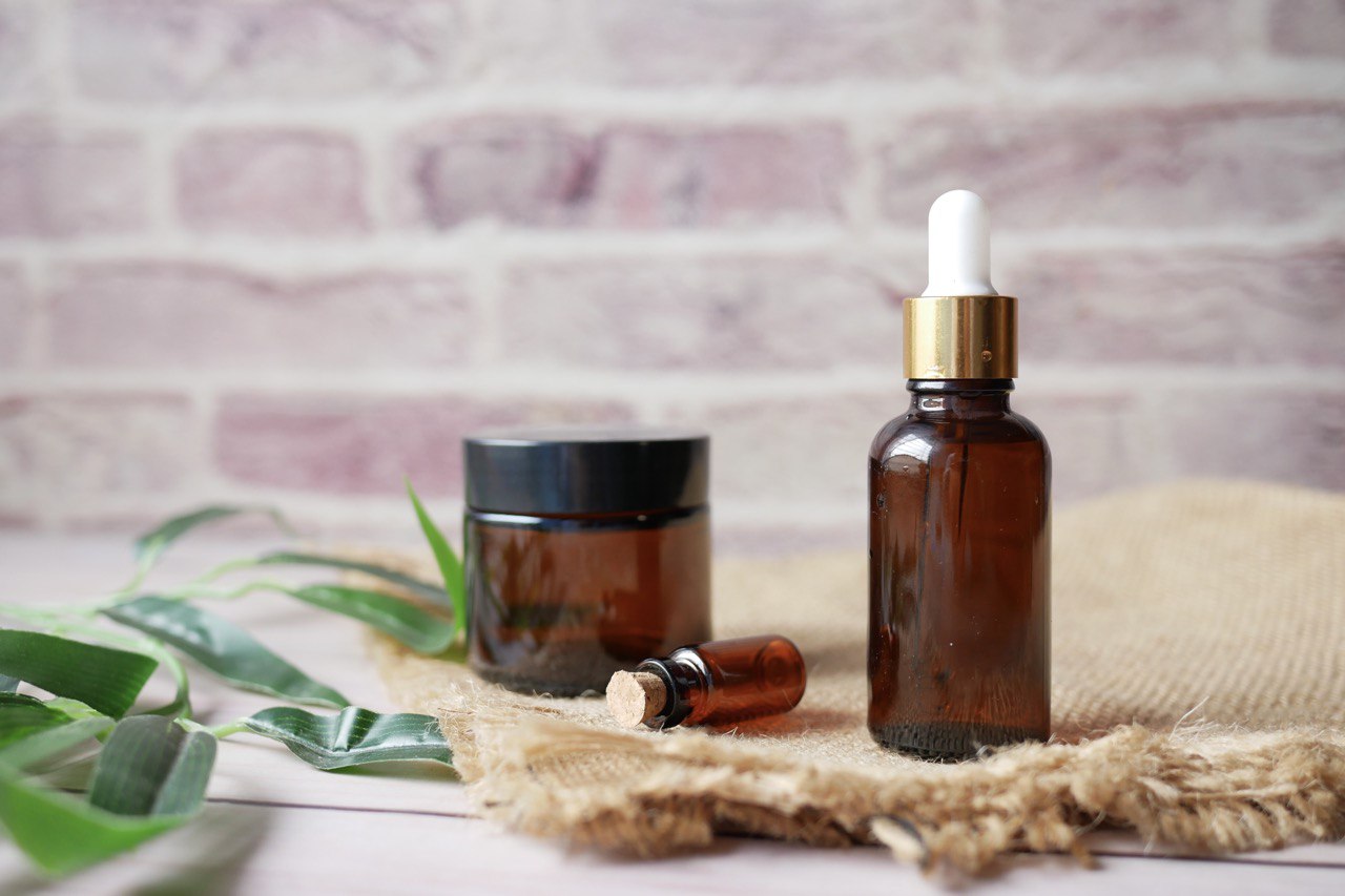 Natural herbal medicine products at London Holistic Health Clinic, including essential oils and herbal extracts.